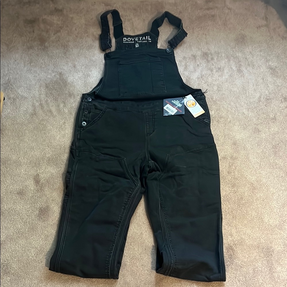Women's Black Thermal Denim Dovetail Freshley Overalls Warm- Workwear 12/30
